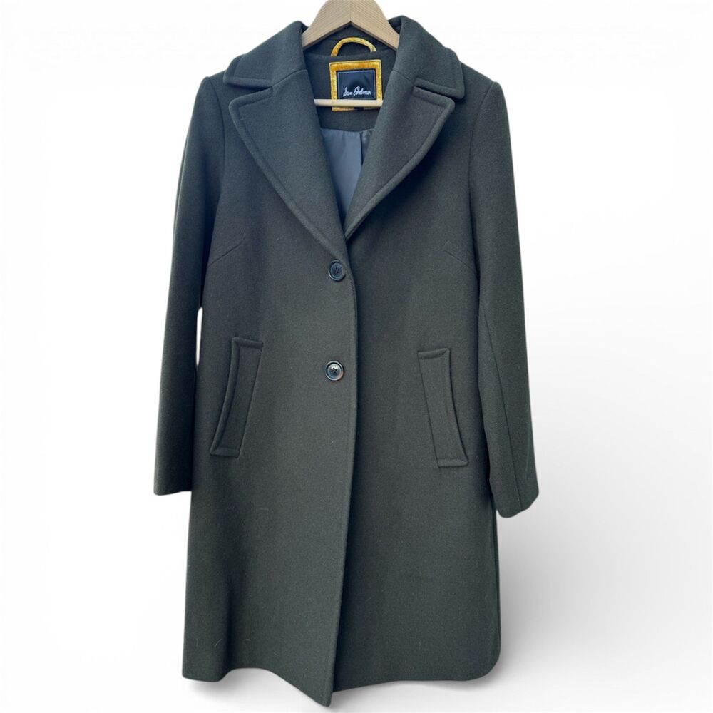 Sam Edelman Military Green Wool Coat Sz 10 Tailored Classic Winter Outerwear